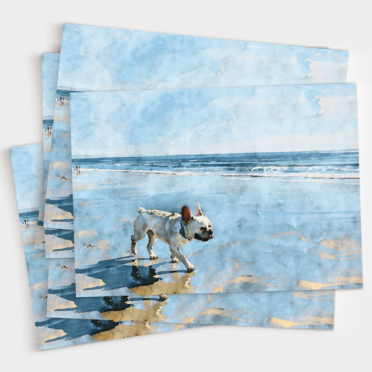 Cream French Bulldog Beach Note Card