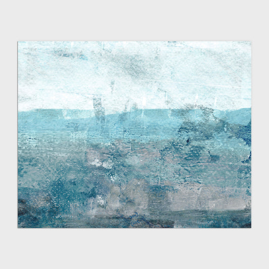 Aqua Blue and Grey Moody Seascape Print