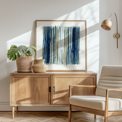Indigo Blue Stripes Print