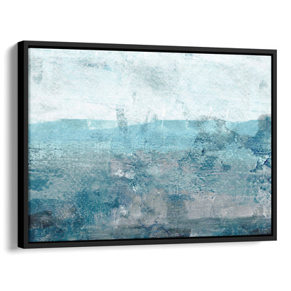 Blue and Grey Moody Minimalist Abstract Seascape Painting Print