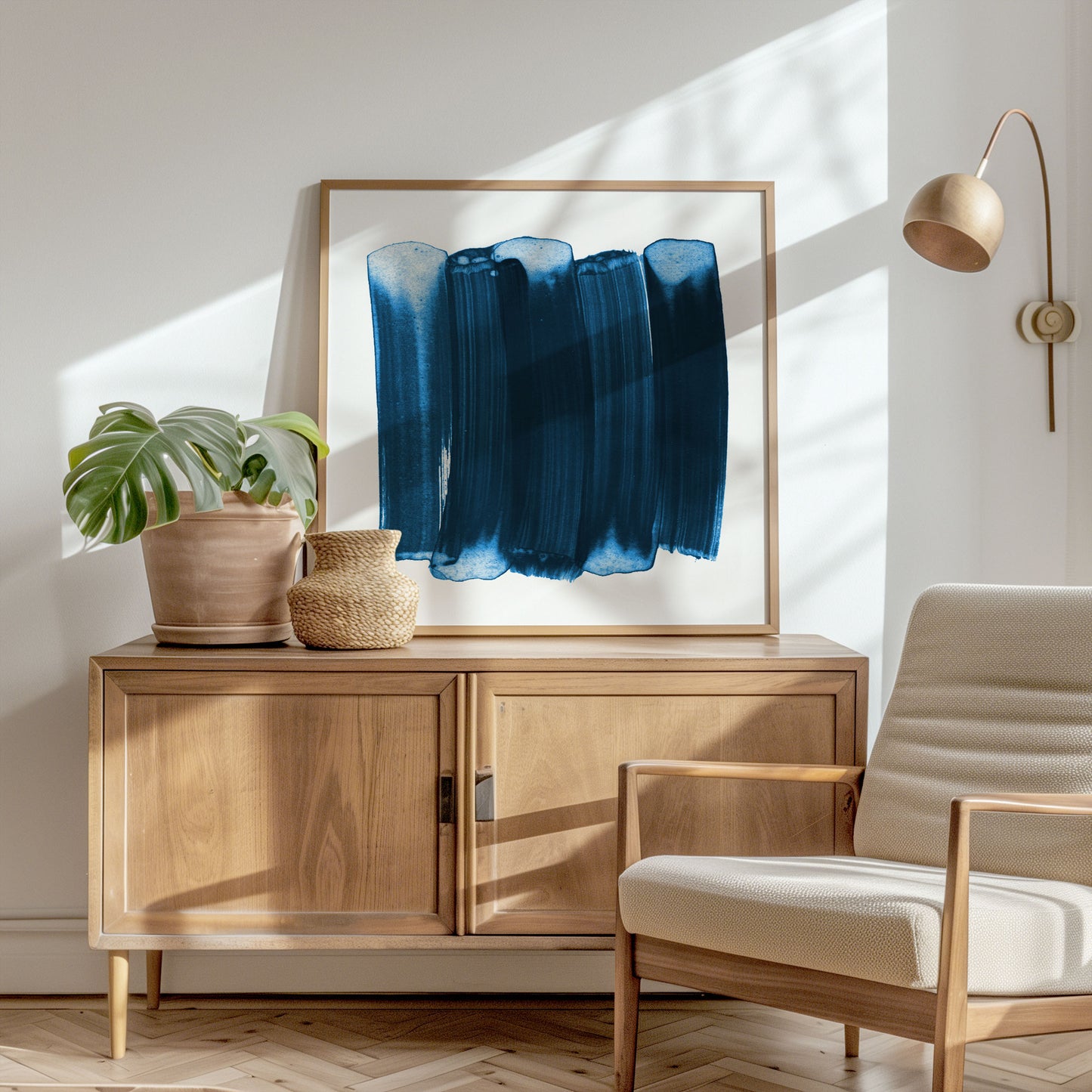 Indigo Blue Brushstrokes Print