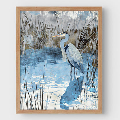 Great Blue Heron Watercolor Print