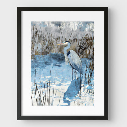 Great Blue Heron Watercolor Print