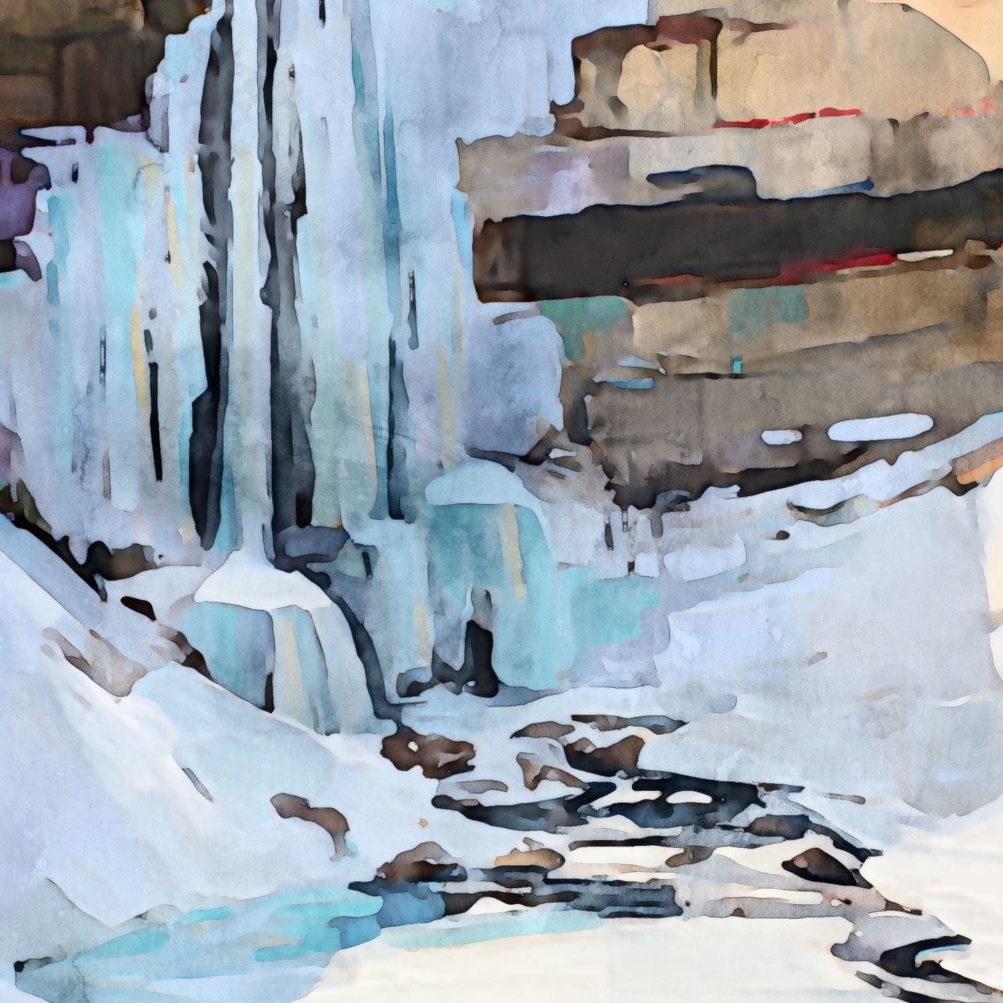 Watercolor Minnehaha Falls Winter Note Cards
