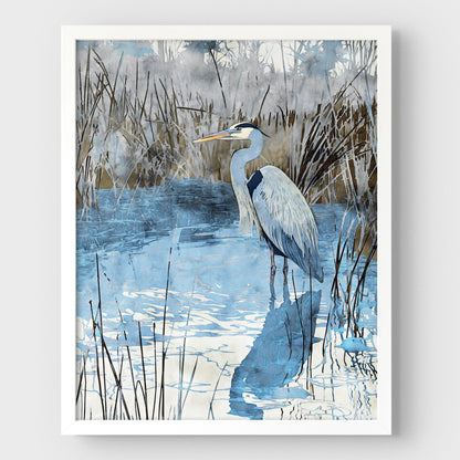 Great Blue Heron Watercolor Print