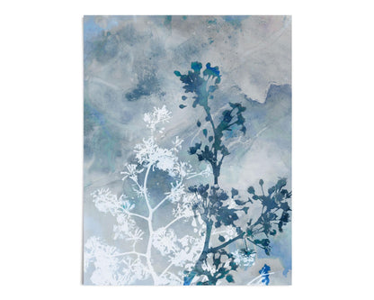 Blue Botanical Silhouette Print
