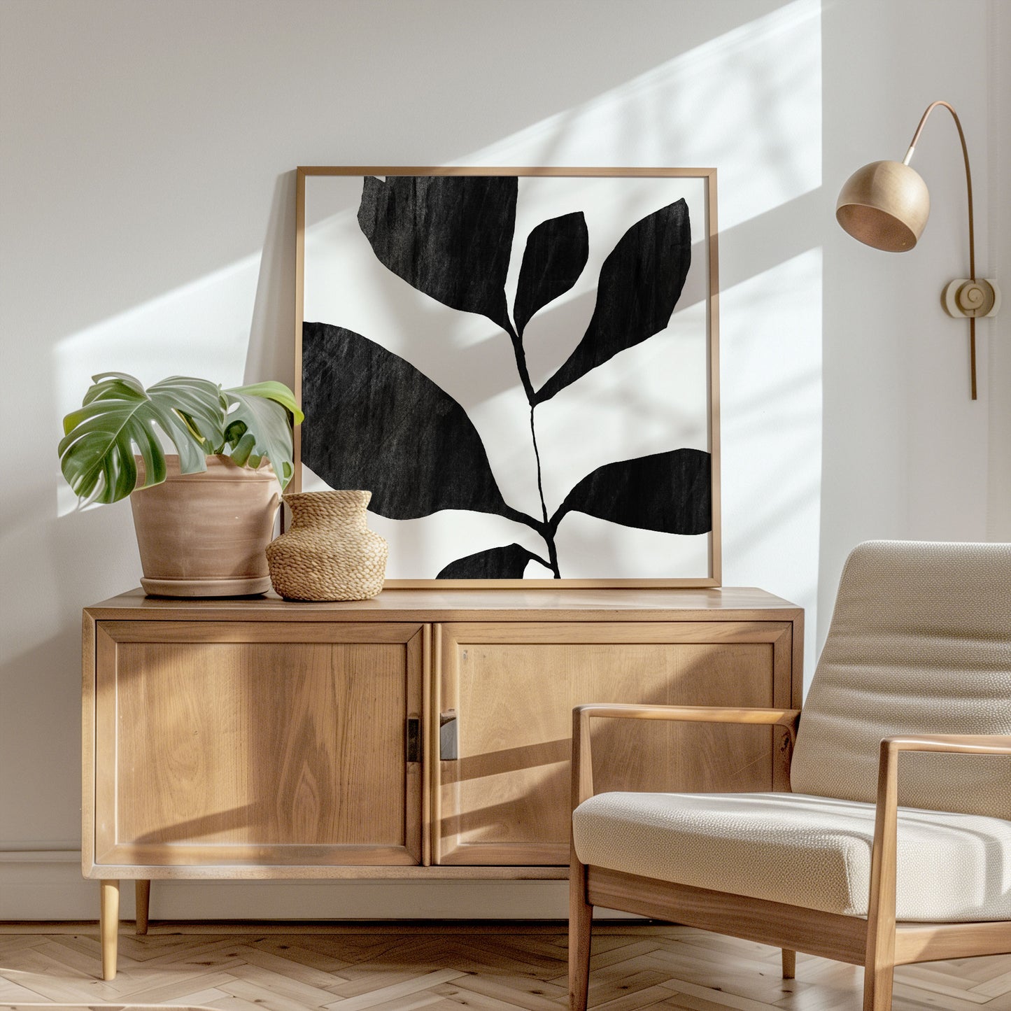 Seven Leaf Plant Silhouette Print