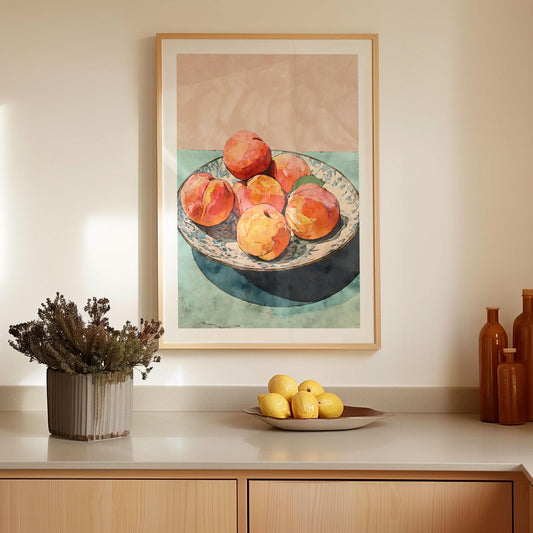 Peach Still Life Watercolor Print