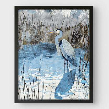 Great Blue Heron Watercolor Print