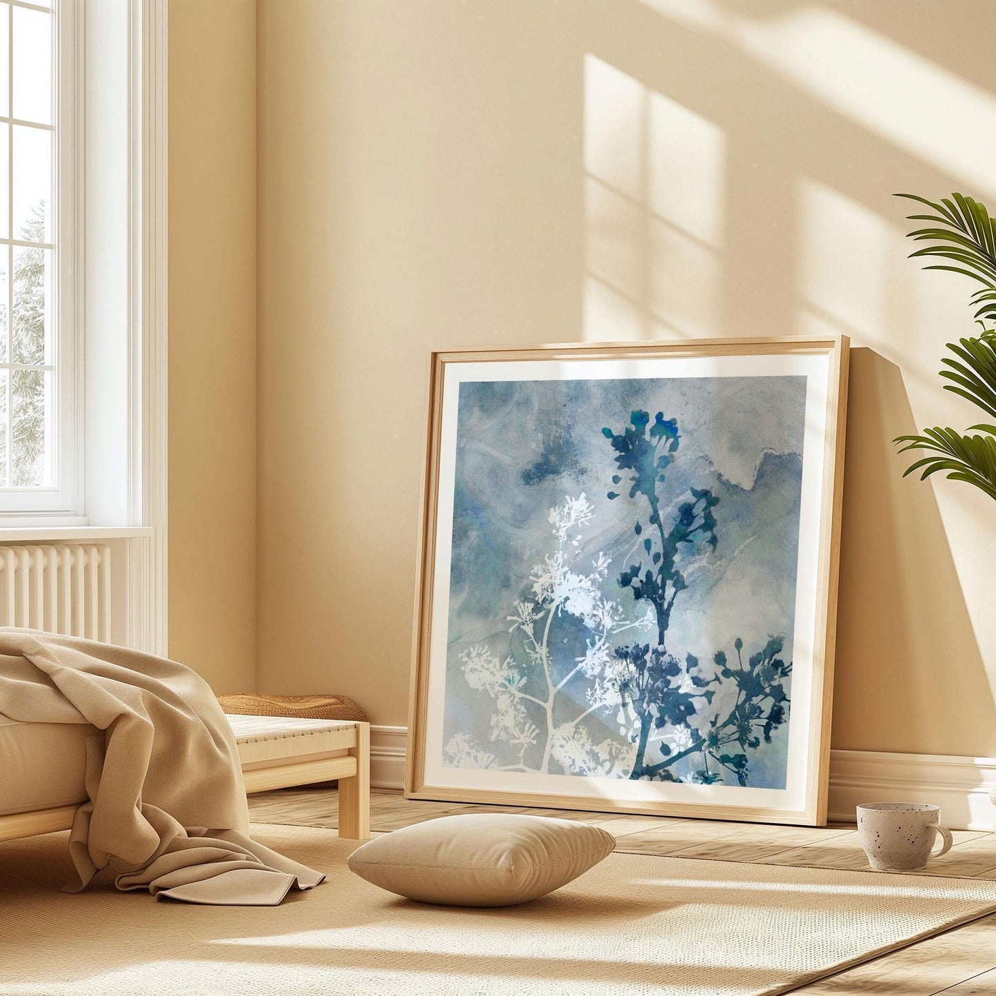 Blue Botanical Silhouette Print