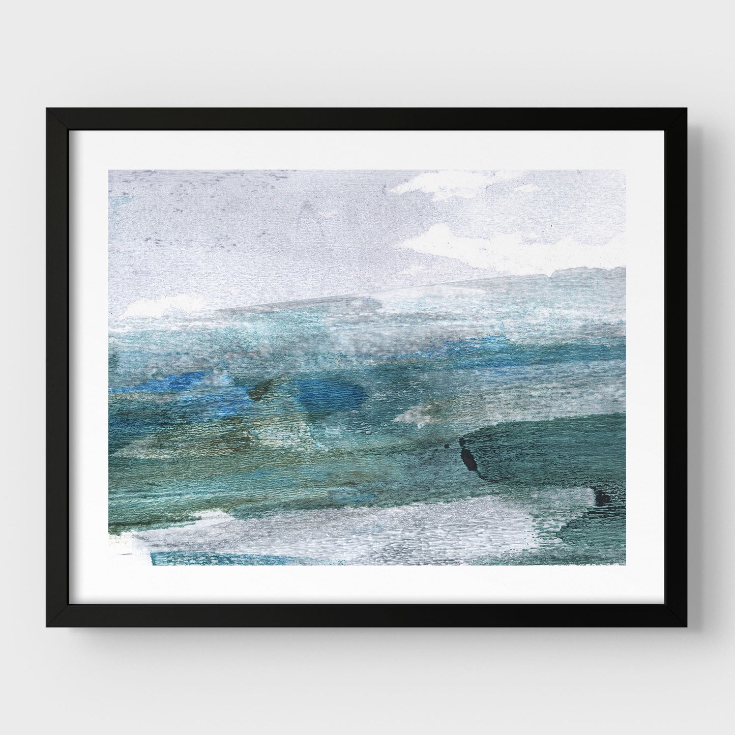 Teal and Grey Abstract Seascape Print