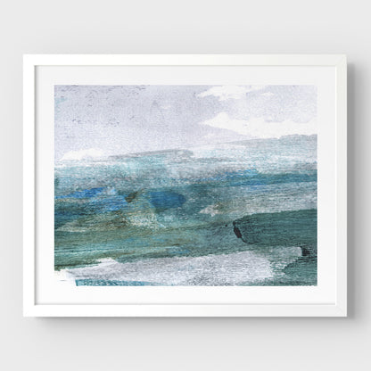 Teal and Grey Abstract Seascape Print