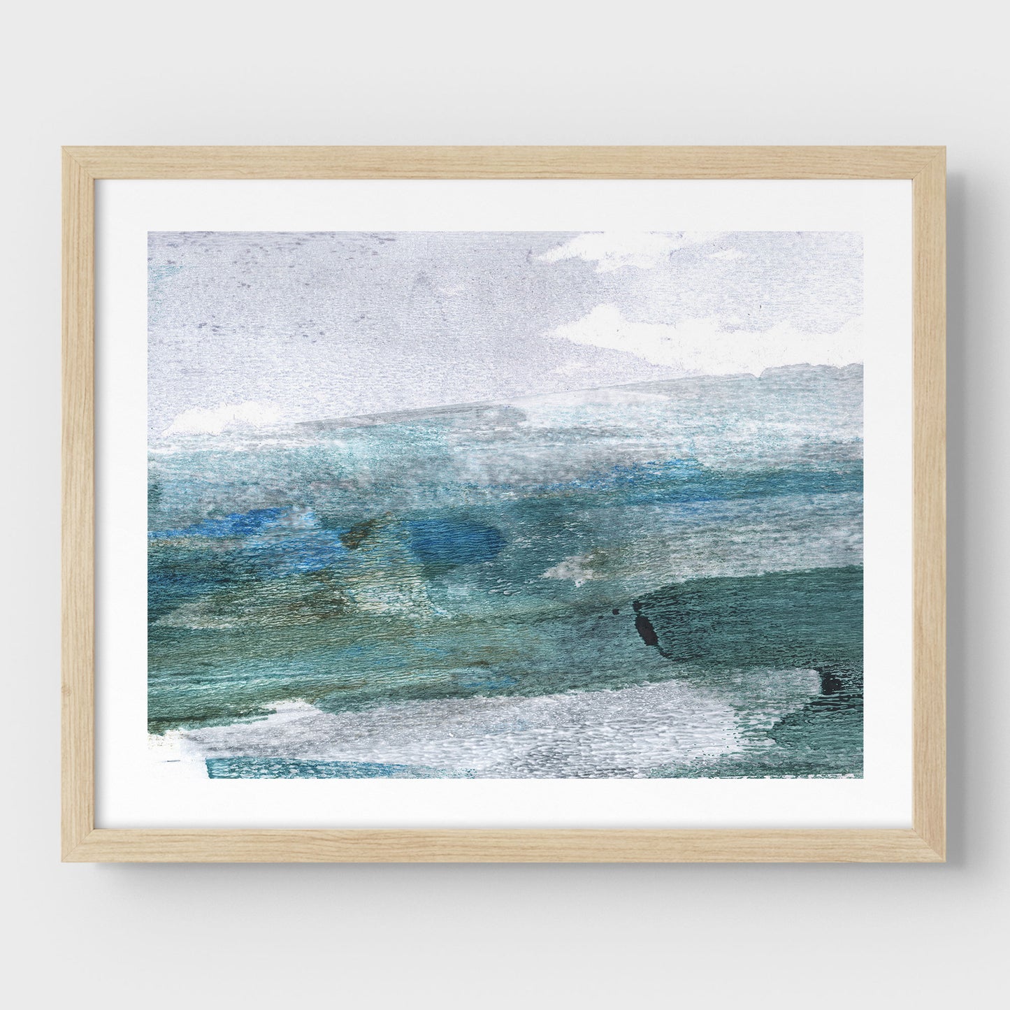 Teal and Grey Abstract Seascape Print