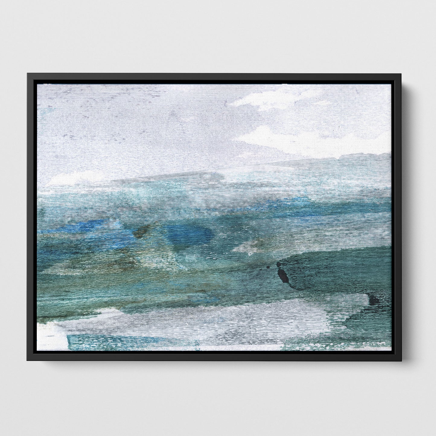 Teal and Grey Abstract Seascape Print