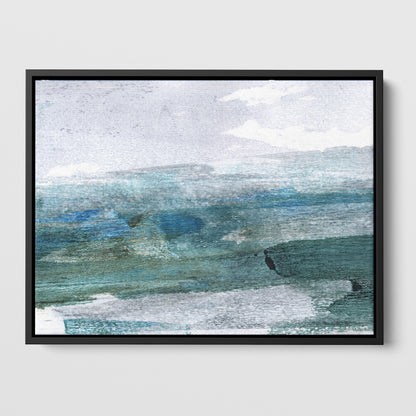 Teal and Grey Abstract Seascape Print