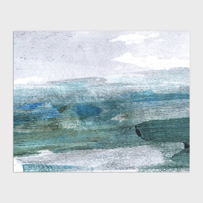 Teal and Grey Abstract Seascape Print