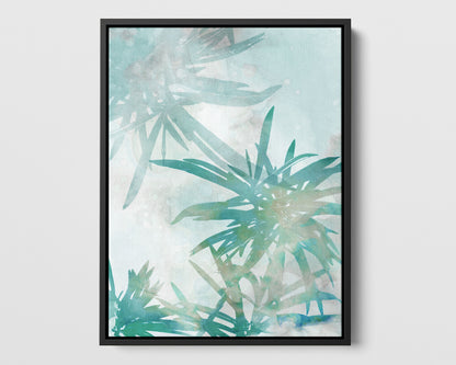 Teal and Aqua Palm Leaf Print