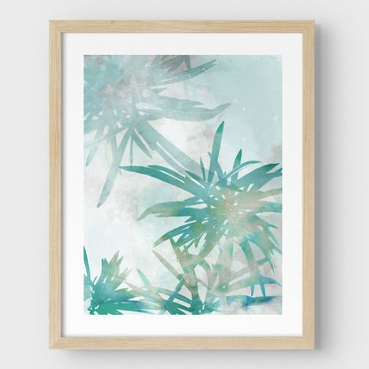 Teal and Aqua Palm Leaf Print