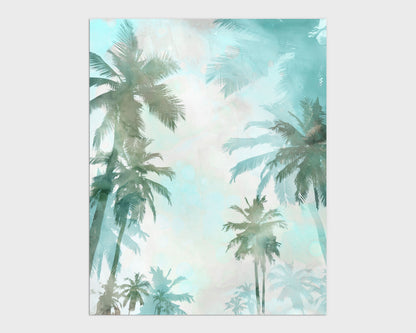 Teal and Aqua Palm Trees Print