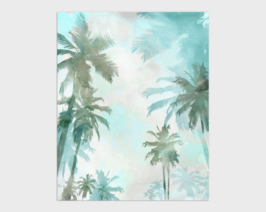 Teal and Aqua Palm Trees Print