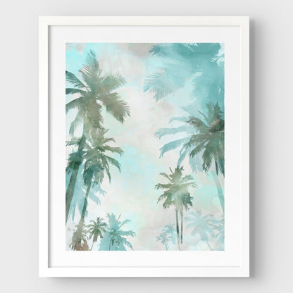 Teal and Aqua Palm Trees Print