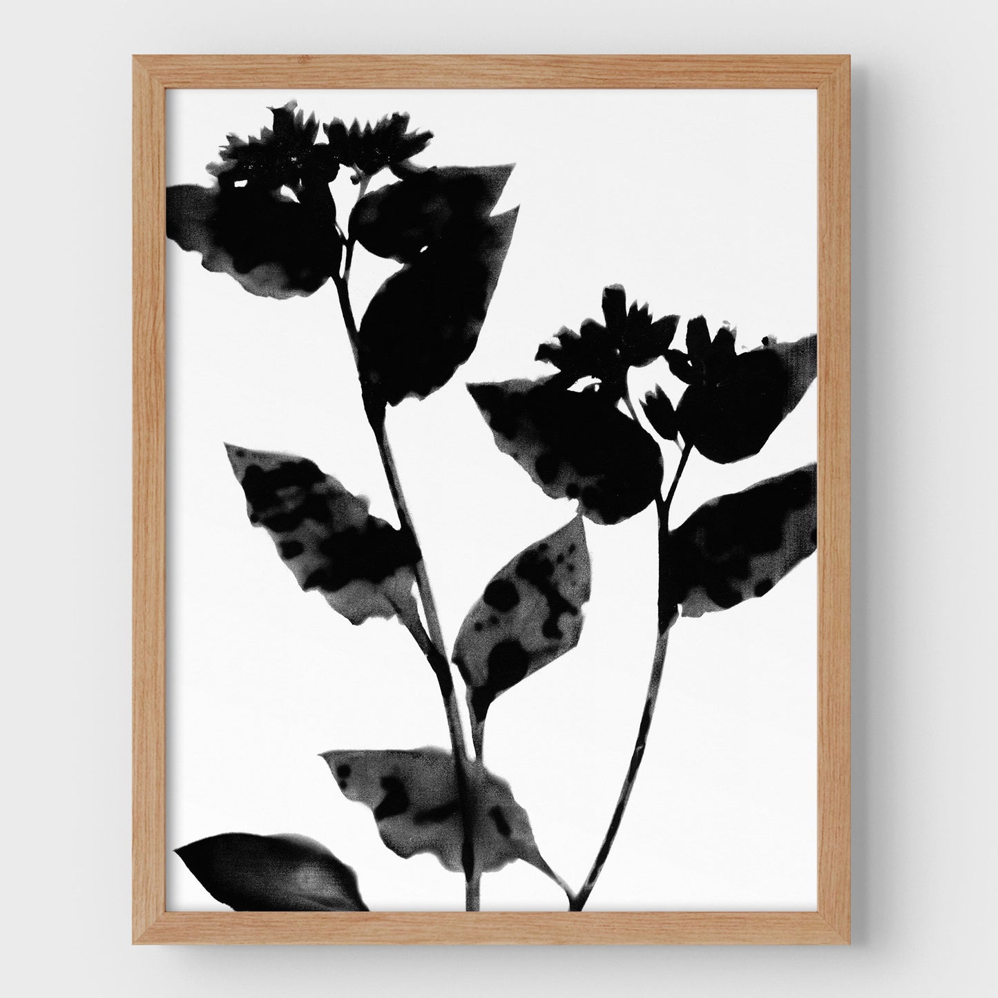 Black and White Flower Silhouette Print