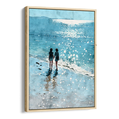 Friends Hand in Hand Watercolor Beach Print