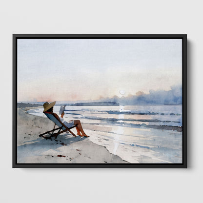 Beach Read at Sunset Print