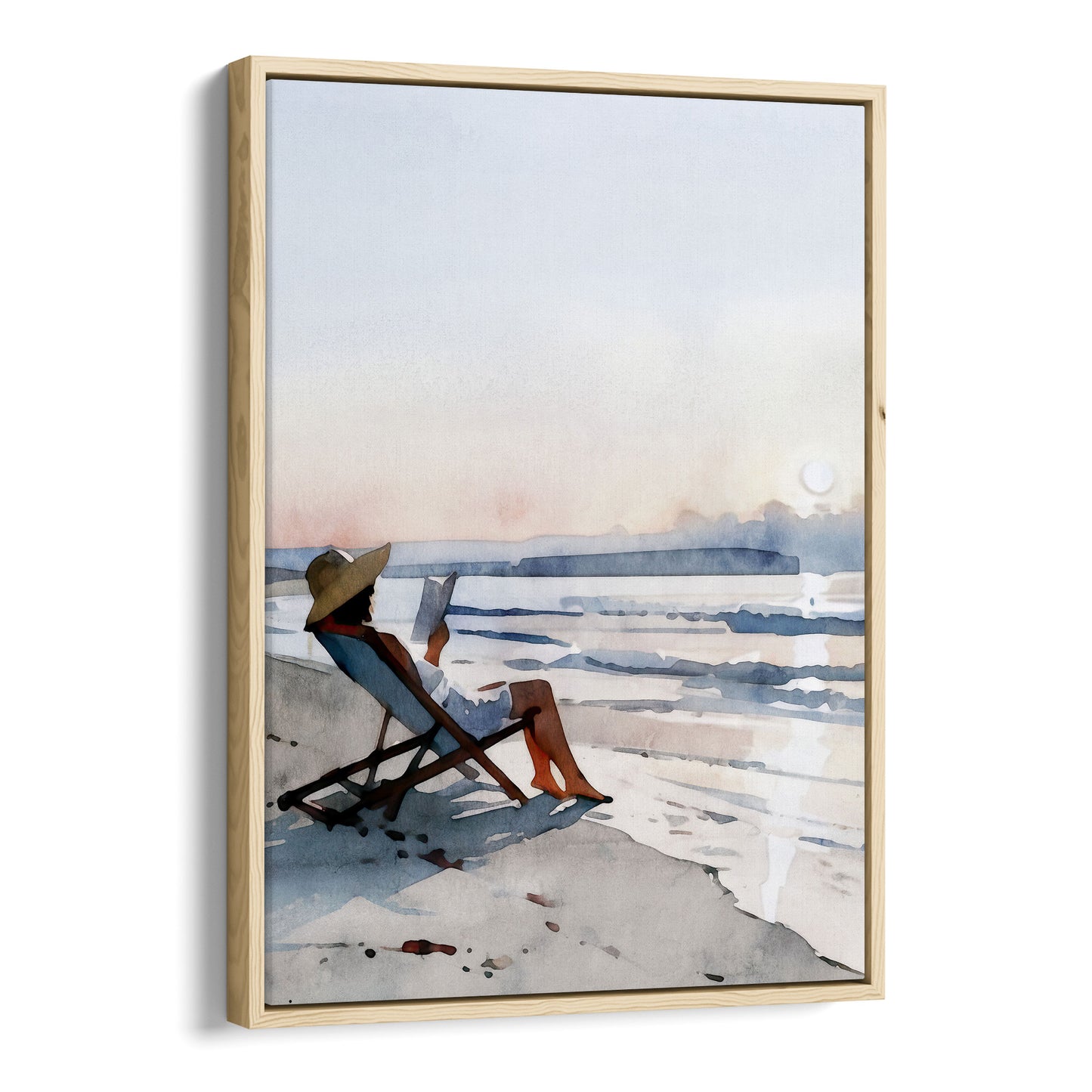 Woman Reading at Sunset Beach Art Print