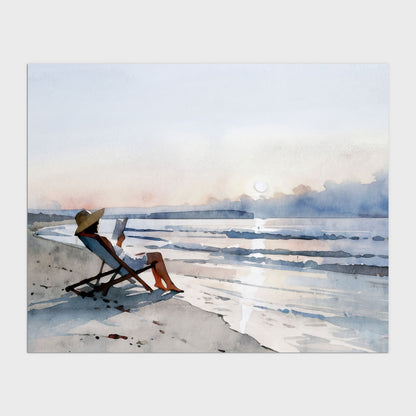 Beach Read at Sunset Print
