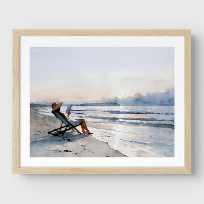 Beach Read at Sunset Print