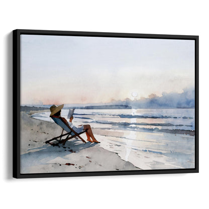 Beach Read at Sunset Print