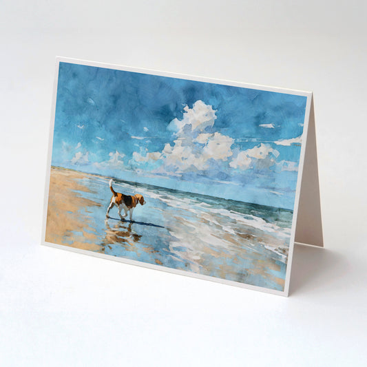 Beagle on a Beach Horizontal Note Card
