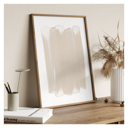 Beige Brushstroke Minimalist Abstract Painting Print