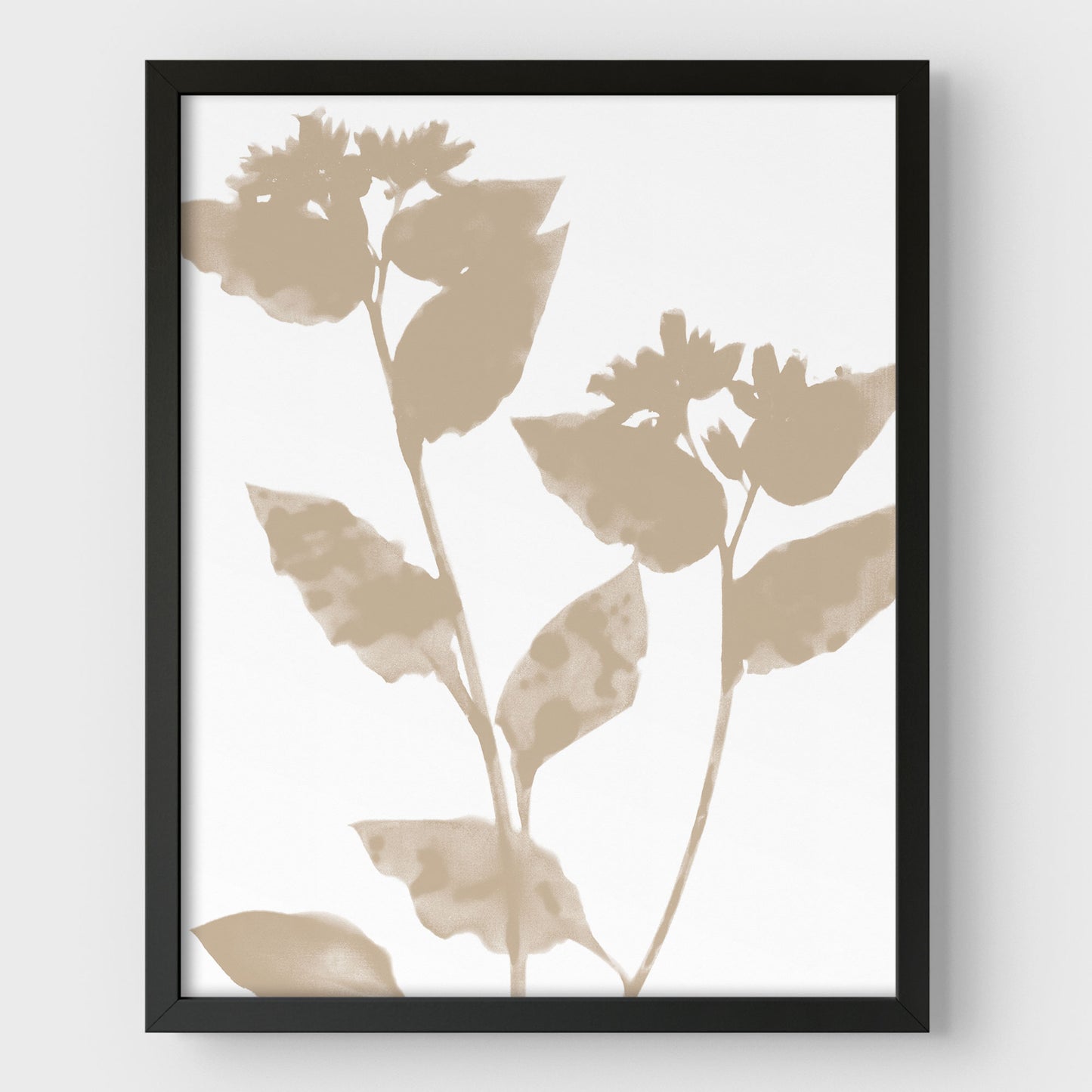 Beige Flower Silhouette Print