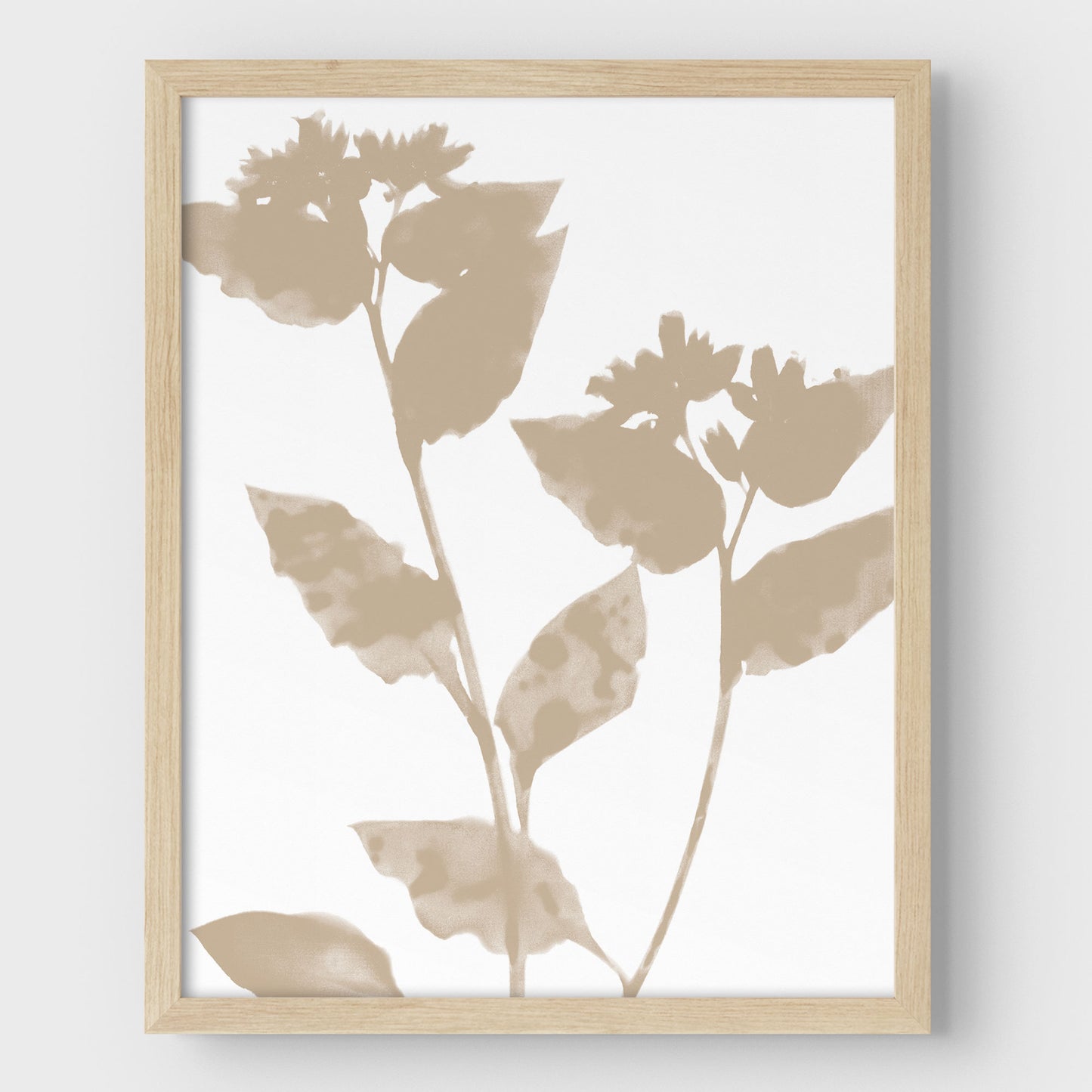 Beige Flower Silhouette Print