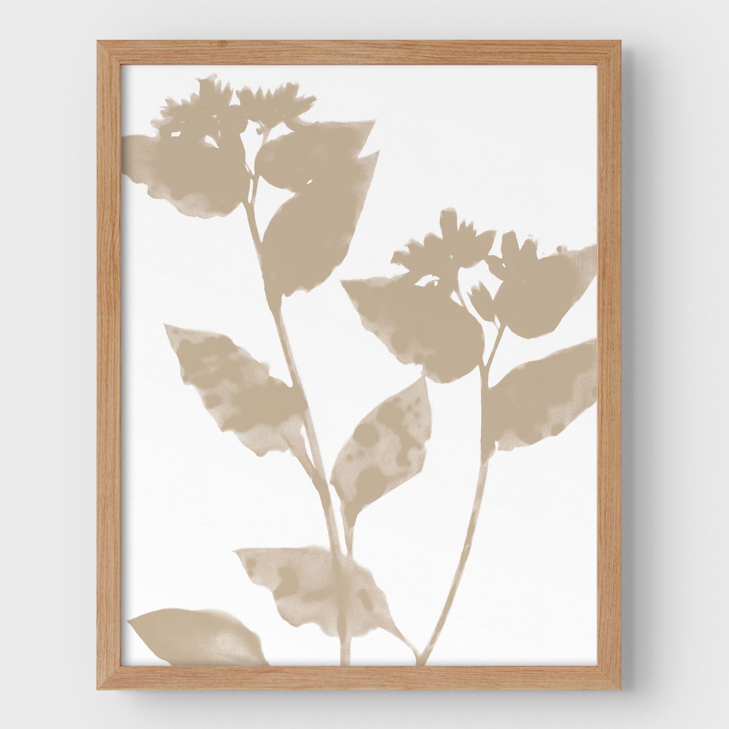 Beige Flower Silhouette Print
