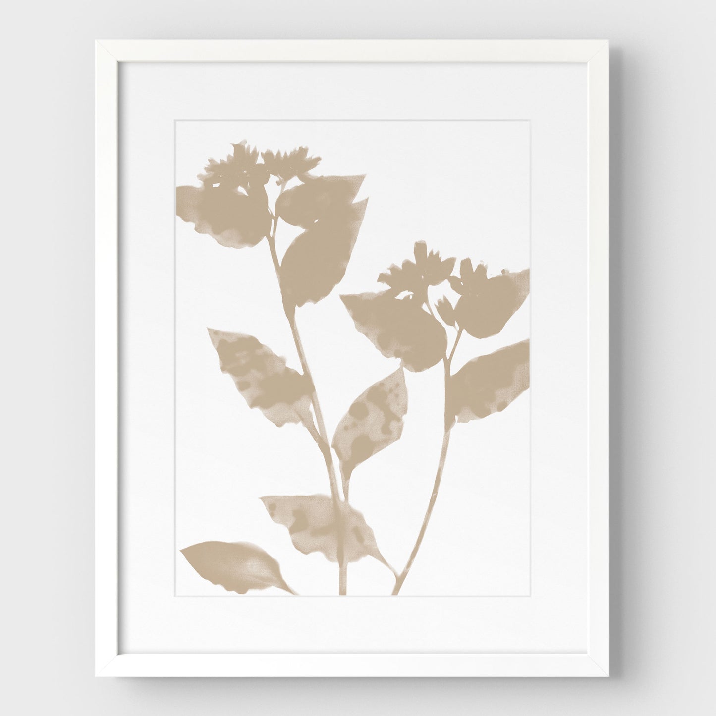 Beige Flower Silhouette Print