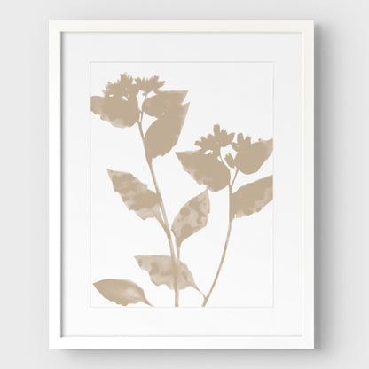 Beige Flower Silhouette Print
