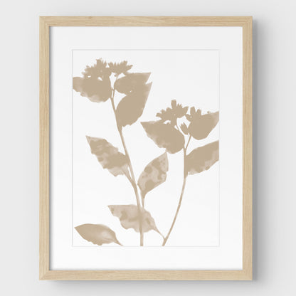 Beige Flower Silhouette Print