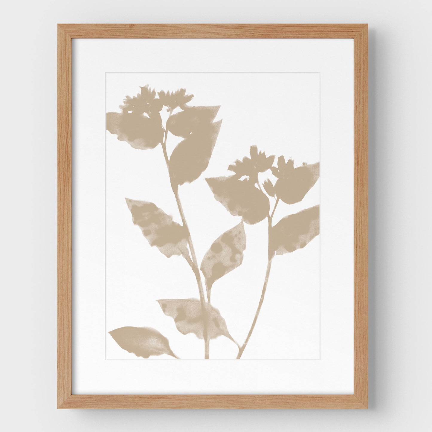 Beige Flower Silhouette Print