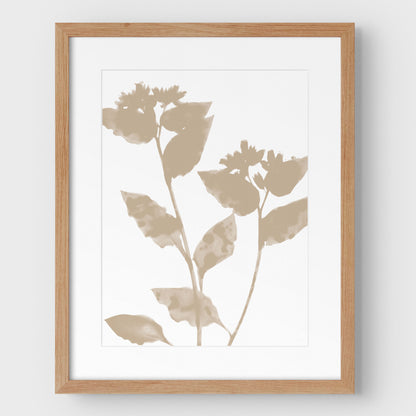 Beige Flower Silhouette Print
