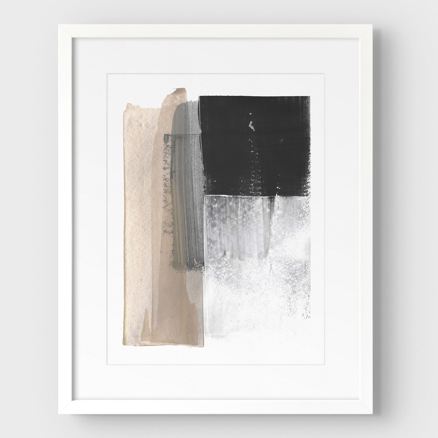 Beige and Grey Colorblock Print
