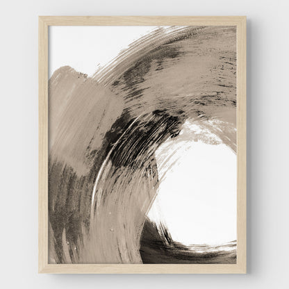 Black and Tan Curved Brushstroke Painting Abstract Print
