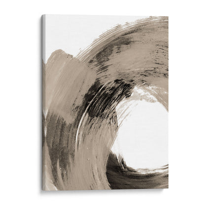 Black and Tan Curved Brushstroke Painting Abstract Print