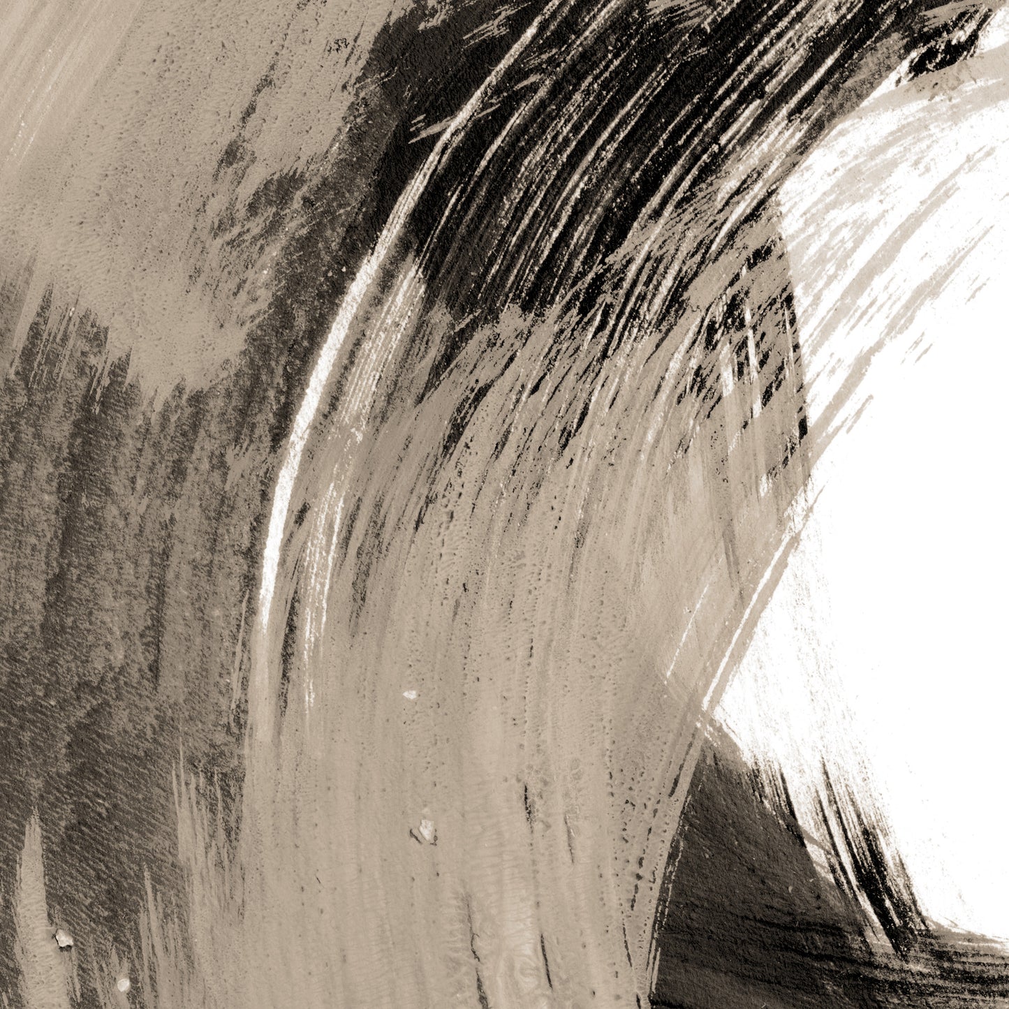 Black and Tan Curved Brushstroke Painting Abstract Print