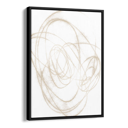 Beige Orbital Geometric Abstract Line Drawing Print