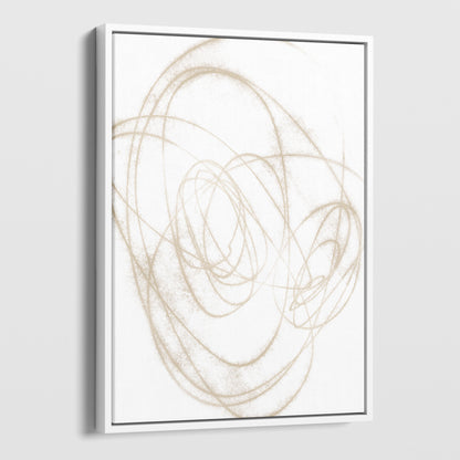 Beige Orbital Geometric Abstract Line Drawing Print