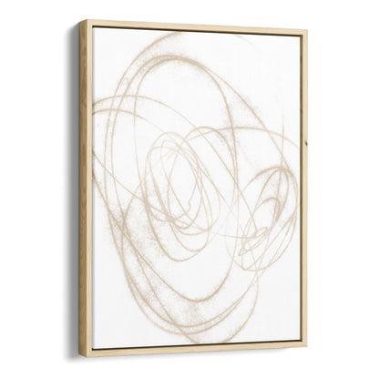 Beige Orbital Geometric Abstract Line Drawing Print