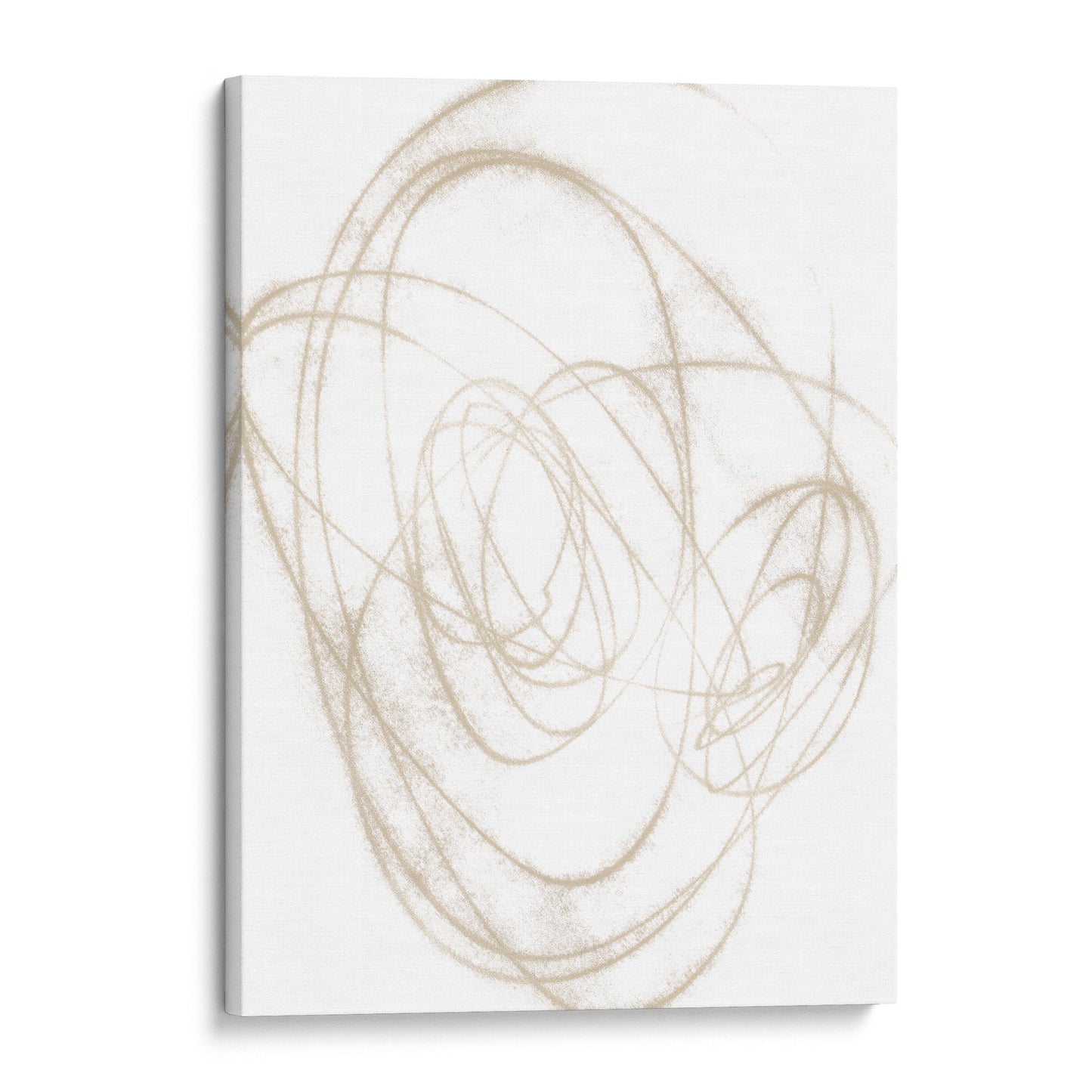 Beige Orbital Geometric Abstract Line Drawing Print